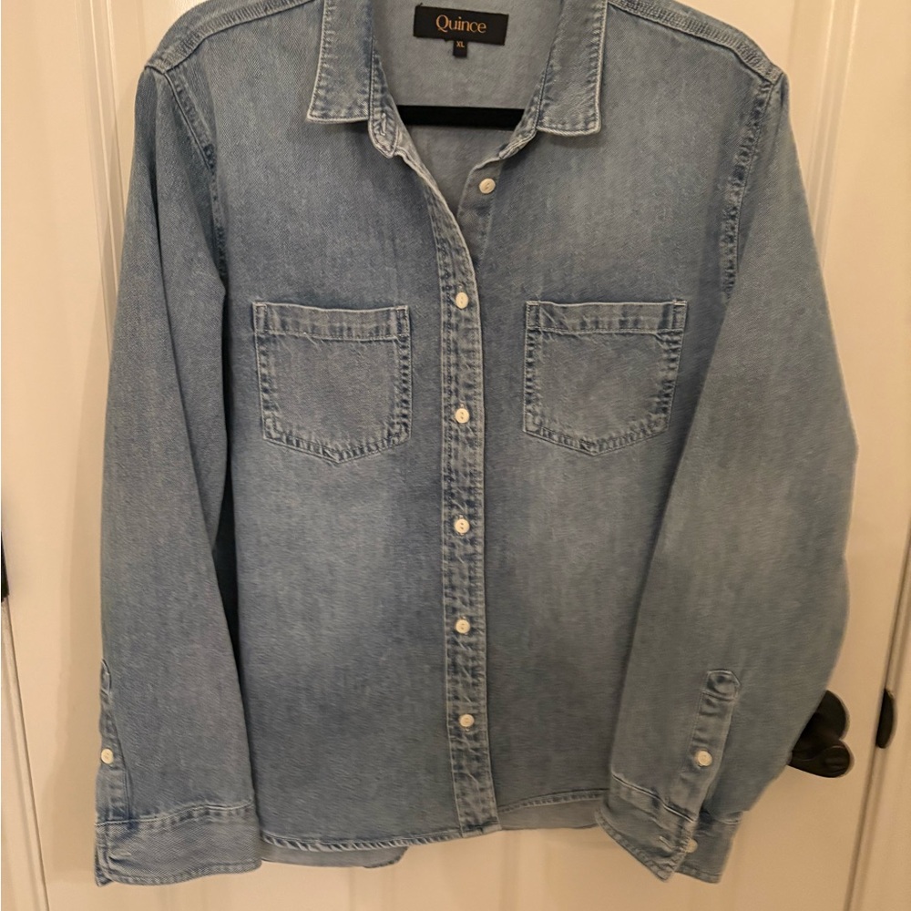 Quince Sky Blue Denim Top